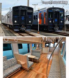 ㊤報道公開された（左から）821系、ＹＣ１系㊦ＹＣ１系の車内