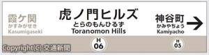 「虎ノ門ヒルズ」の駅名標イメージ（東京メトロ提供）