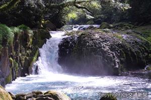 清らかな水が勢いよく流れる「菊池渓谷」。やがて大河となるこの水は流域に豊かな稲作文化を育んできた