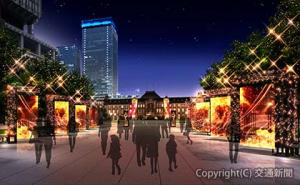 行幸通りで行われる「ひかりのスタディオン」のイメージ（ジェイアール東日本企画提供）