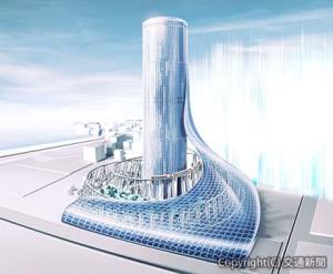 夢洲新駅と一体的に開発する高層ビルのイメージ（大阪メトロ提供）