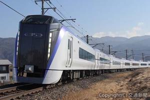 ｢あずさ｣｢かいじ」の全定期列車に運用される新型Ｅ353系電車」（ＪＲ長野支社提供）