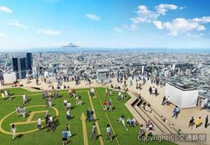 「ＳＨＩＢＵＹＡ　ＳＫＹ」の屋上展望空間と富士山眺望のイメージ（東急提供）