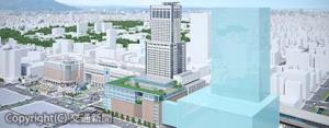 ＪＲタワーと並んで、札幌駅新幹線口に建設する新タワービルのイメージ（ＪＲ北海道提供）