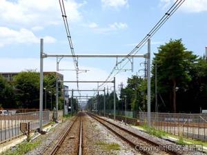 設備点数が減ってシンプルな構造の「インテグレート架線（ＪＲ東日本提供）
