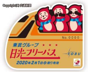 特急スペーシアと「三猿」をモチーフにした東武グループ日光フリーパスのイメージ（東武鉄道提供）.