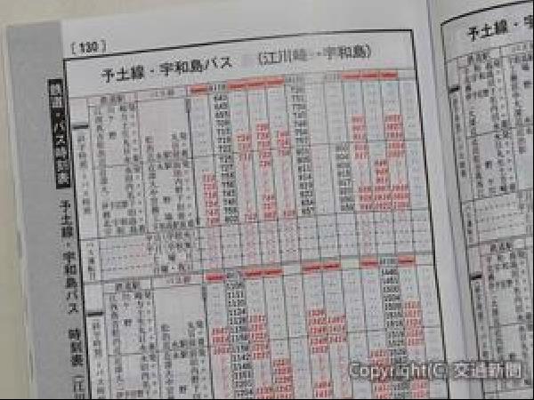 交通新聞 電子版｜ＪＲ四国 ポケット時刻表で初めて 並行バス時刻を 