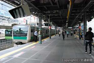 山手線ホームと並列化された埼京線の渋谷駅新ホーム