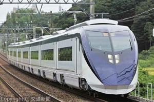 京成電鉄の顔となっている３代目スカイライナー。「風」をコンセプトに颯爽と走るイメージを「ウィンドブルー」「ストリームホワイト」の２色で表現（京成電鉄提供）