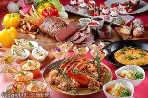肉も海鮮も満喫できるビュッフェメニューのイメージ（京阪ホールディングス提供）