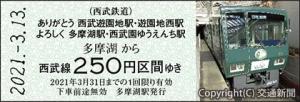 新駅名を発駅とするＤ型硬券乗車券のイメージ（西武鉄道提供）