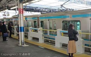 京浜東北線蕨駅に導入したスマートホームドア。今後も積極的な導入を計画している（ＪＲ東日本提供）