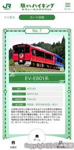アプリで集める列車カードのイメージ（ＪＲ東日本提供）