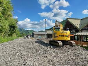 レール、マクラギが撤去された筑前岩屋駅周辺