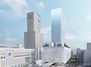 「札幌駅前再開発ビル」の外観イメージ（中央右）＝ＪR北海道提供＝