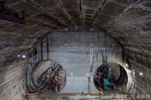 新綱島駅（日吉方）。非開削部から単線トンネルを掘削している
