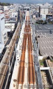 ２０１７年に受注した西九州新幹線武雄軌道敷設工事（三軌建設提供）
