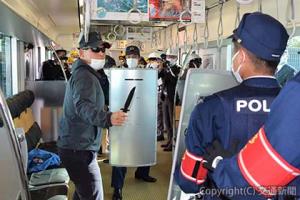 車両基地で行われた訓練の様子