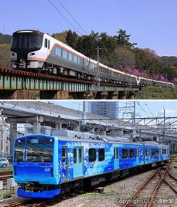 ㊤「日本鉄道大賞」を受賞したＪＲ東海「ＨＣ85系」㊦特別賞のＪＲ東日本水素ハイブリッド電車「ＨＹＢＡＲＩ」（いずれも国土交通省提供）