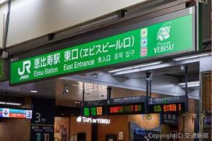 特別仕様に変更された「恵比寿駅　東口（ヱビスビール口）」（ジェイアール東日本企画提供）