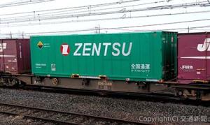貨車に積載したオートフロアコンテナ（ＪＲ貨物提供）