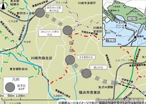 ブルーラインの延伸ルートイメージ（横浜市提供）