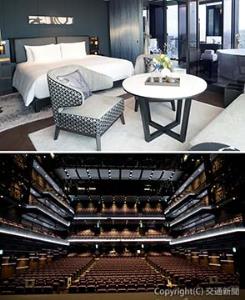 ㊤ベルスター東京客室（ジュニアコーナースイートキング）㊦劇場舞台から見た客席。客席（下部）はレイアウト変更もできる