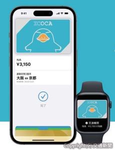 「ｉＰｈｏｎｅ」「Ａｐｐｌｅ　Ｗａｔｃｈ」によるＩＣＯＣＡサービスのイメージ（ＪＲ西日本提供）