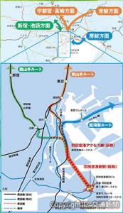 多方面から羽田空港へのダイレクトアクセスを実現する「羽田空港アクセス線（仮称）」計画＝ＪＲ東日本提供＝