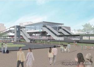 新たな駅舎と自由通路のイメージ（小田急電鉄提供）