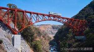 架け替えられた新しい第一白川橋りょう（南阿蘇鉄道提供）