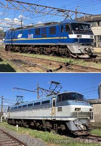 特別展示される㊤ＥＦ２１０形３０９号機と㊦ＥＦ66形１２１号機（ＪＲ貨物提供）