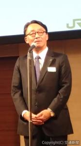 あいさつする喜㔟社長（ＪＲ東日本提供）