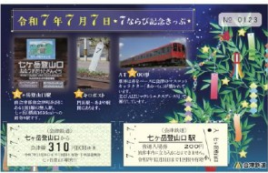 Ｂ型硬券２枚セットのイメージ（会津鉄道提供）