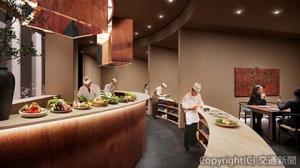料理人の技を間近で見られる「割烹　ＢＵＴＡＩ」の店内イメージ（ルミネ提供）