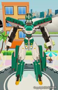 ゲーム内の広場に登場するシンカリオンの立像のイメージ（ジェイアール東日本企画提供）©プロジェクト シンカリオン・JR-HECWK/超進化研究所・TBS