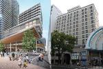㊧岡山のホテル外観イメージ（建物高層部）＝ＪＲ四国提供＝ ㊨「ＪＲクレメントイン高松兵庫町」にリブランドする高松東急ＲＥＩホテル（東急ホテルズ＆リゾーツ提供）