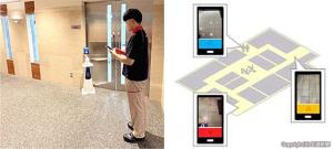 ㊧設定ポイントの床面をスマートフォンで撮影するイメージ㊨ＣＢＭシステムによる品質評価イメージ（ＪＲ東日本環境アクセス提供）