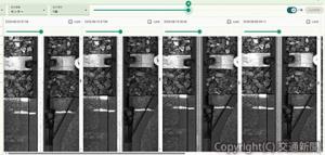 時系列画像表示のイメージ。劣化状態の推移を容易に判別できる（日本線路技術提供）