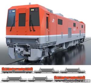 ㊤新型事業用車㊦バラスト輸送編成のイメージ（ＪＲ西日本提供）