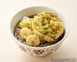 「小海老天と白菜のかき揚げそば」＝イメージ＝（ＪＲ東日本クロスステーションフーズカンパニー提供）