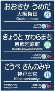 「阪急電車駅名標ミニチュア品」のイメージ（新陽社提供）
