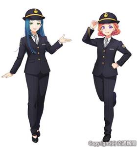 デビューした㊧御殿場おとめ、㊨身延くおん（ＪＲ東海提供）Ⓒ ＴＯＭＹＴＥＣ/イラスト:JSK