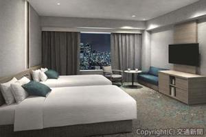 岡山の魅力を散りばめ、機能性を追求したツインルームのリニューアルイメージ（ＪＲ西日本ホテルズ提供） 