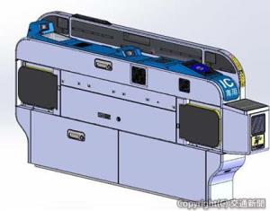 縦列にカメラ２台を配置した新タイプの顔認証改札機のイメージ（ＪＲ西日本提供） 