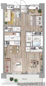 社宅をリノベーションした分譲マンション居室の平面プランイメージ（ＪＲ東海不動産提供）