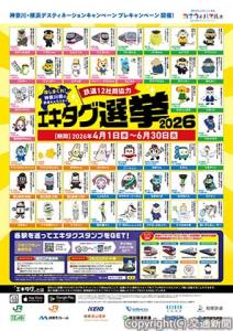 神奈川県の鉄道キャラクターが集合したポスターのイメージ（ＪＲ東日本横浜支社提供） 