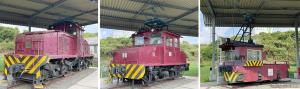 ㊨15トン５号電気機関車 ㊥20トン１号電気機関車 ㊧45トン17号電気機関車（文化庁提供）