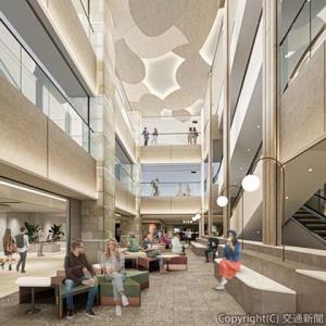 「幹」をテーマとした中央の吹き抜けには明るく開放的なレストスペースを新設＝イメージ＝（ＪＲ中央線コミュニティデザイン提供）