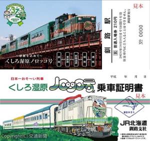 入場券の㊤表面㊦裏面（JR北海道釧路支社提供）